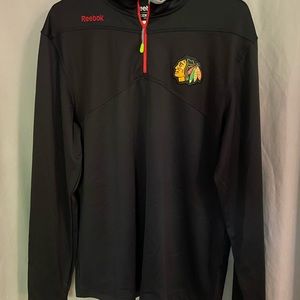 Chicago Blackhawks NHL Mens Quarter Zip Reebok Pullover Large